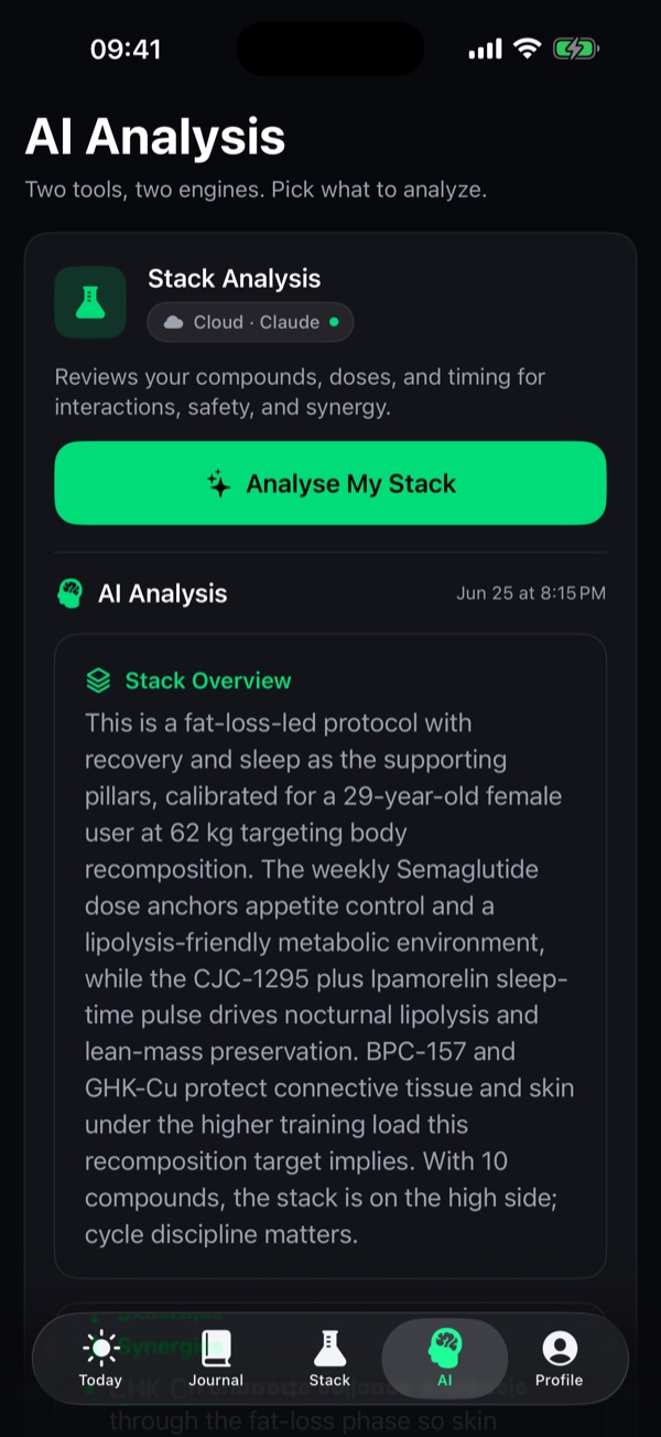 AI analysis tab with protocol insights